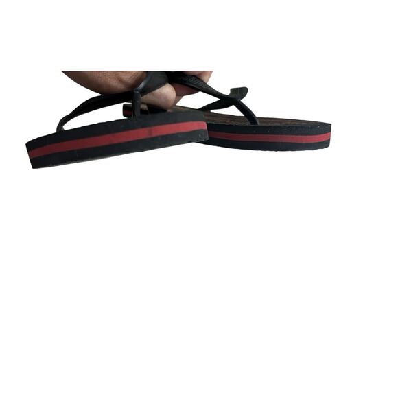 THE NORTH FACE Men’s Flip Flops Black Red All Over Pattern 10 Sandal Beach - Picture 4 of 8